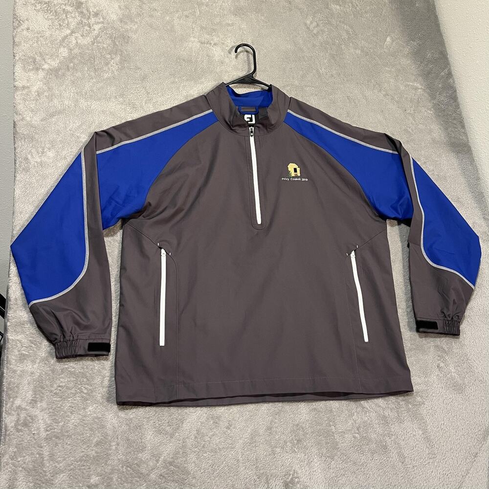 FootJoy Jacket Mens XL Gray Blue Half Zip Golf Rain Windbreaker Pullover